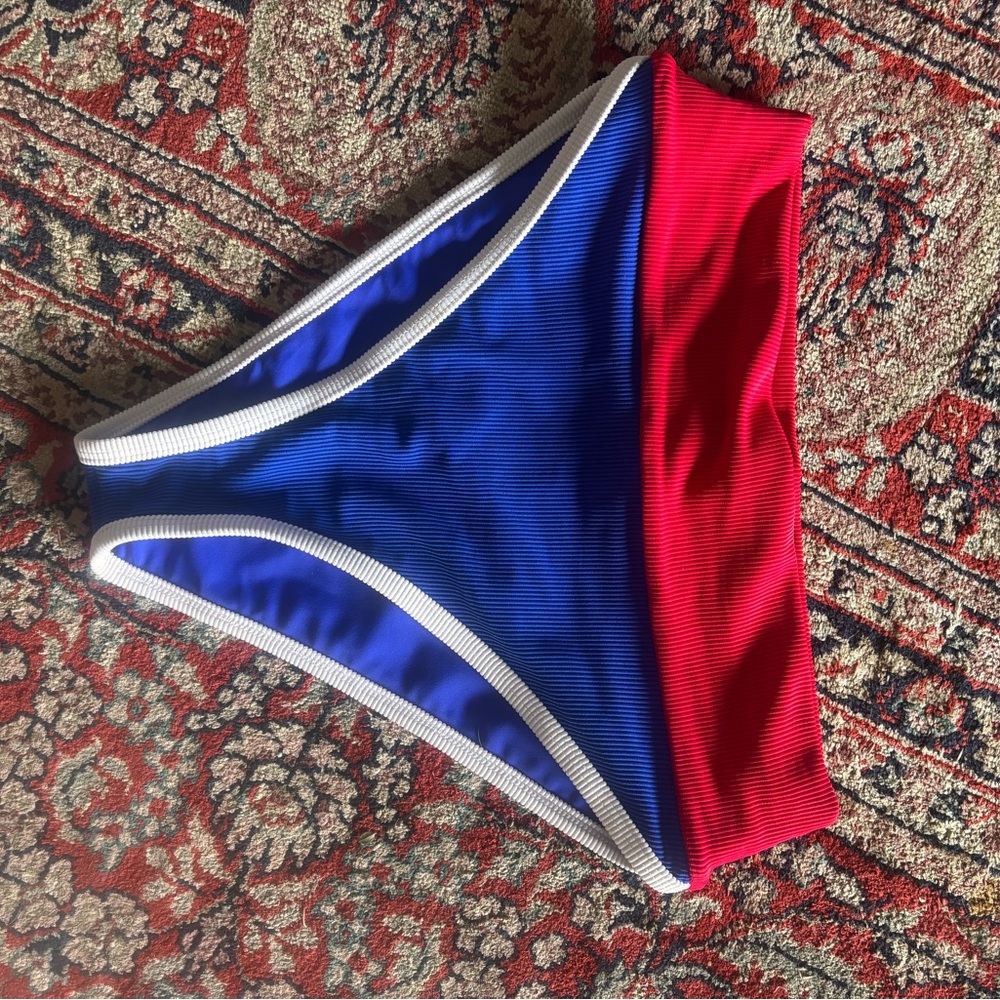 LainSnow Kiawah Red and Blue Bikini Bottom